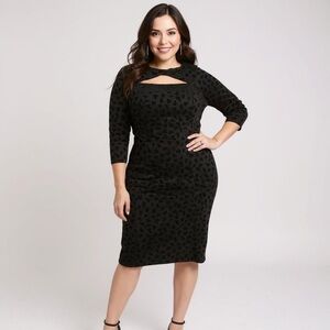 Lane Bryant Velvet Hearts Twist-Neck Flocked Heart Bodycon Dress NEW Size 14